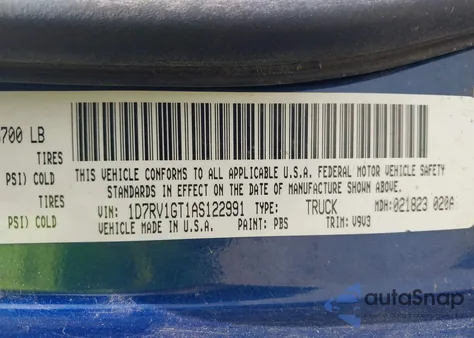2010 Dodge Ram 1500 Slt/Sport/Trx from USA, damaged, VIN 1D7RV1GT1AS122991